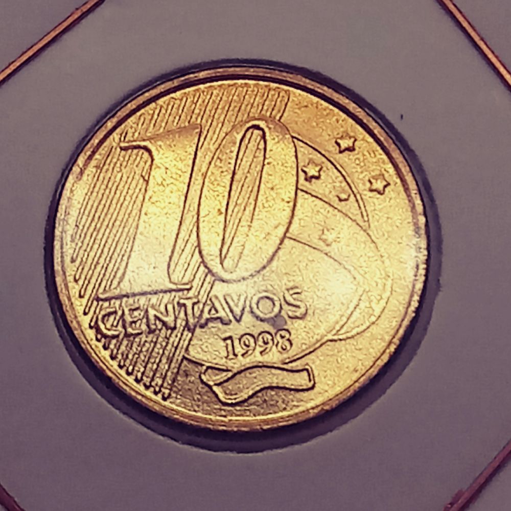 Contagem Numismática Moeda 10 Centavos 1998 Flor de Cunho Baixa Tiragem