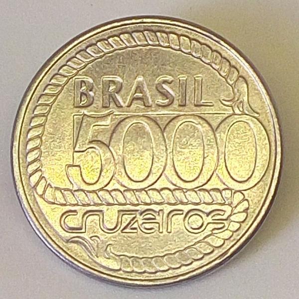 Contagem Numismática Moeda 5000 Cruzeiros 1992 Tiradentes Centenário Inconfidência Fc 0708